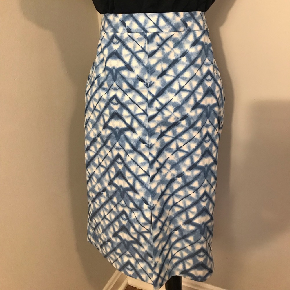 Blue and white midi skirt